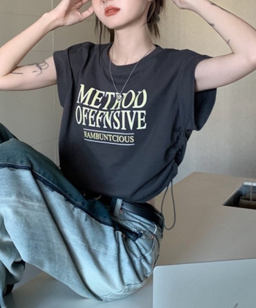 almo(アルモ)の「【MASHIRO】サイドローストクロップドTシャツ Y2K(Tシャツ/カットソー・レディース・ホワイト/グレー系その他・FREE)」の7枚目の写真