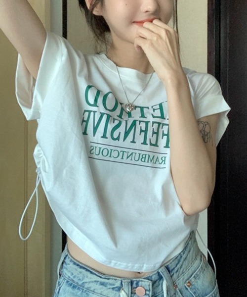 almo(アルモ)の「【MASHIRO】サイドローストクロップドTシャツ Y2K(Tシャツ/カットソー・レディース・ホワイト/グレー系その他・FREE)」の16枚目の写真