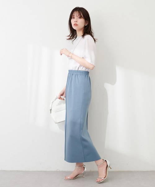 natural couture(ナチュラルクチュール)の「osono×akoカットポンチピンタックタイトスカート(スカート・レディース・ピンク/ブラック/グレー/ブルー/ブラウン・FREE/LARGE)」の14枚目の写真