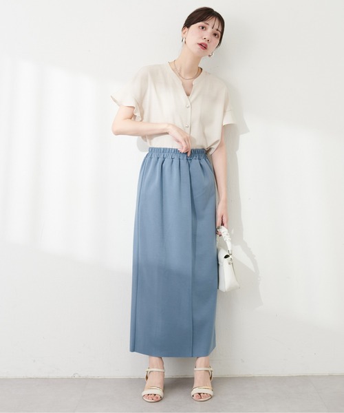 natural couture(ナチュラルクチュール)の「osono×akoカットポンチピンタックタイトスカート(スカート・レディース・ピンク/ブラック/グレー/ブルー/ブラウン・FREE/LARGE)」の18枚目の写真
