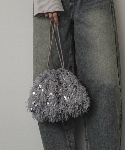 SENSE OF PLACE by URBAN RESEARCH（センスオブプレイスバイアーバンリサーチ）の「スパンコールバッグ（ハンドバッグ・レディース・アイボリー/グレー・ONE）」の2枚目の写真