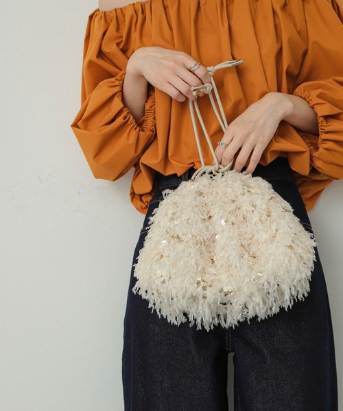 SENSE OF PLACE by URBAN RESEARCH（センスオブプレイスバイアーバンリサーチ）の「スパンコールバッグ（ハンドバッグ・レディース・アイボリー/グレー・ONE）」の8枚目の写真