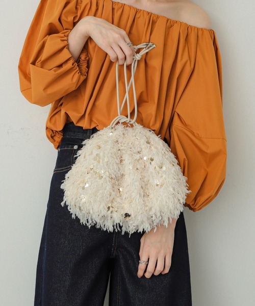 SENSE OF PLACE by URBAN RESEARCH（センスオブプレイスバイアーバンリサーチ）の「スパンコールバッグ（ハンドバッグ・レディース・アイボリー/グレー・ONE）」の7枚目の写真