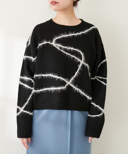 natural couture(ナチュラルクチュール)の「リンキング柄ニット(ニット/セーター・レディース・ブラック/ライトベージュ/ピンク/モカ・FREE)」の11枚目の写真