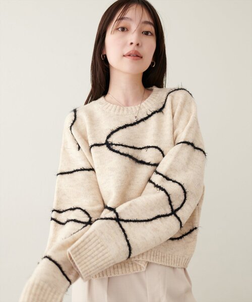 natural couture(ナチュラルクチュール)の「リンキング柄ニット(ニット/セーター・レディース・ブラック/ライトベージュ/ピンク/モカ・FREE)」の21枚目の写真
