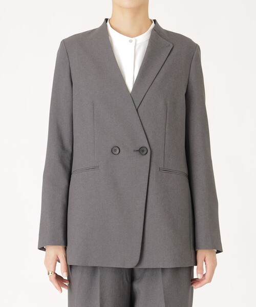 【セール】【イチオシ/セットアップ】セミダブルノーカラージャケット（テーラードジャケット）｜CAST:（キャスト コロン）
