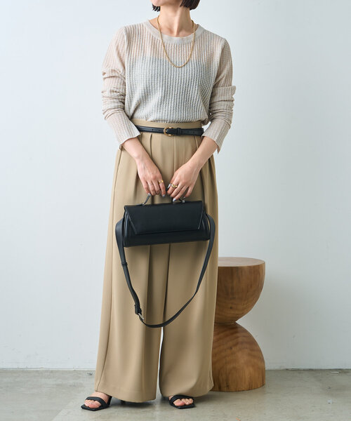 Jena espace merveilleux(ジェナ エスパスメルヴェイユ)の「シアーラメチェックニット(ニット/セーター・レディース・ベージュ/ブラウン・FREE)」の16枚目の写真
