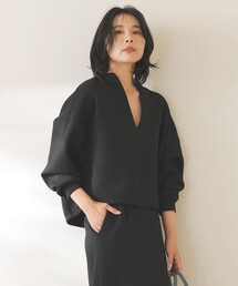 BEAUTY FORM JERSEY キーネックプルオーバー