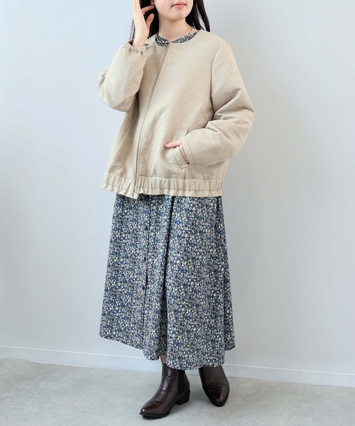 leswel(レスウェル)の「【L~5L 大きいサイズ】キルトフリルヘムブルゾン(ブルゾン・レディース・ベージュ/ブラック・L/LL/3L/5L/4L)」の9枚目の写真