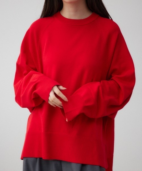 AZUL by moussy(アズールバイマウジー)の「フォルムニットプルオーバー(Tシャツ/カットソー・レディース・ブラック/ダークブルー/アイボリー/杢グレー/レッド・FREE)」の5枚目の写真