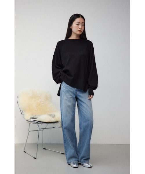 AZUL by moussy(アズールバイマウジー)の「フォルムニットプルオーバー(Tシャツ/カットソー・レディース・ブラック/ダークブルー/アイボリー/杢グレー/レッド・FREE)」の19枚目の写真