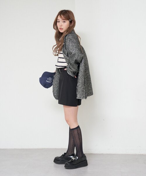 RAY CASSIN(レイカズン)の「ベルト付きハーフショートパンツ(その他パンツ・レディース・ブラック/グレー/ブラック系その他2/グレー系その他2・FREE)」の7枚目の写真