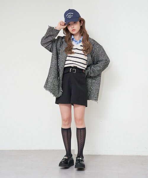 RAY CASSIN(レイカズン)の「ベルト付きハーフショートパンツ(その他パンツ・レディース・ブラック/グレー/ブラック系その他2/グレー系その他2・FREE)」の8枚目の写真