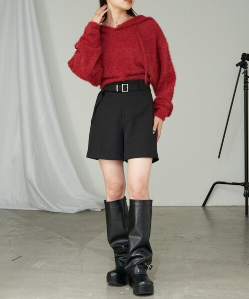 RAY CASSIN(レイカズン)の「ベルト付きハーフショートパンツ(その他パンツ・レディース・ブラック/グレー/ブラック系その他2/グレー系その他2・FREE)」の11枚目の写真