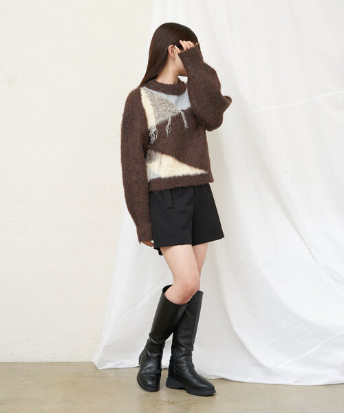 RAY CASSIN(レイカズン)の「ベルト付きハーフショートパンツ(その他パンツ・レディース・ブラック/グレー/ブラック系その他2/グレー系その他2・FREE)」の15枚目の写真