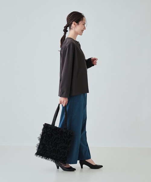 SHOO・LA・RUE（シューラルー）の「◆大人もときめく チュールトートバッグ（トートバッグ・レディース・グレー/ブラック/ダークグレー・00）」の4枚目の写真