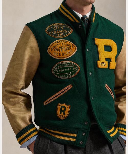 ポロラルフローレン　スタジャン　本革　美品　アイコニックレターマンジャケット POLO RALPH LAUREN（ポロ ラルフ ローレン）の「アイコニック