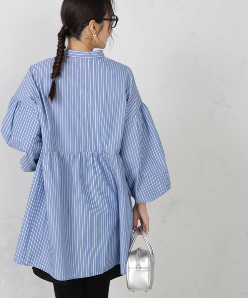 FOUND GOOD（ファウンドグッド）の「UVソデボリュームチュニック（シャツ/ブラウス・レディース・ブラック/ホワイト系5/ブルー系5・L/M/S）」の13枚目の写真