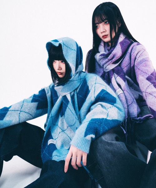 セール】【BLAYMORE】 Blaze Argyle Big Muffler / アーガイル柄