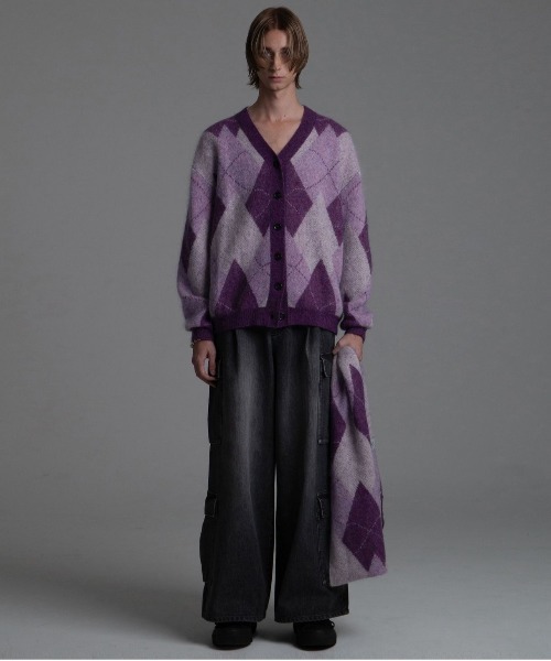 BLAYMORE（ブレイモア）の「【BLAYMORE】 Blaze Argyle Big Muffler / アーガイル柄 モヘアマフラー（マフラー・メンズ・ブルー系その他/パープル系その他・FREE）」の14枚目の写真