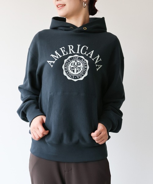 Americanaアメリカーナ*パーカー アメリカーナ フーディーロゴパーカー プルオーバー ゆったり オーバー