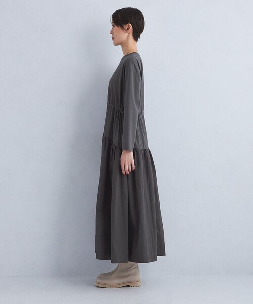 green label relaxing（グリーンレーベルリラクシング）の「タフタドッキング ロングスリーブ ワンピース（ワンピース・レディース・ブラック/ダークグレー・FREE）」の10枚目の写真