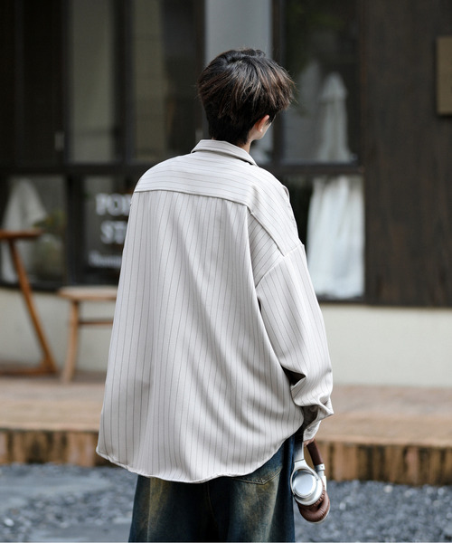 neos（ネオス）の「■新色追加【neos】ルーズシルエット ピンストライプ ロングスリーブ ワーク シャツ（シャツ/ブラウス・メンズ・ネイビー/グレイッシュベージュ/ブラック/ワインレッド/グリーン/ホワイト/ブラウン・MEDIUM/X-LARGE/LARGE）」の22枚目の写真