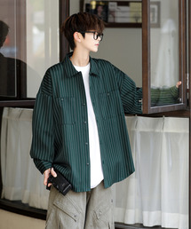 EFFECTION（エフェクション）の「■新色追加【neos】ルーズシルエット ピンストライプ ロングスリーブ ワーク シャツ（シャツ/ブラウス）」