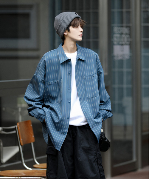 セール】□25AW新色追加【neos】ルーズシルエット ピンストライプ