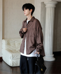 EFFECTION（エフェクション）の「■新色追加【neos】ルーズシルエット ピンストライプ ロングスリーブ ワーク シャツ（シャツ/ブラウス）」