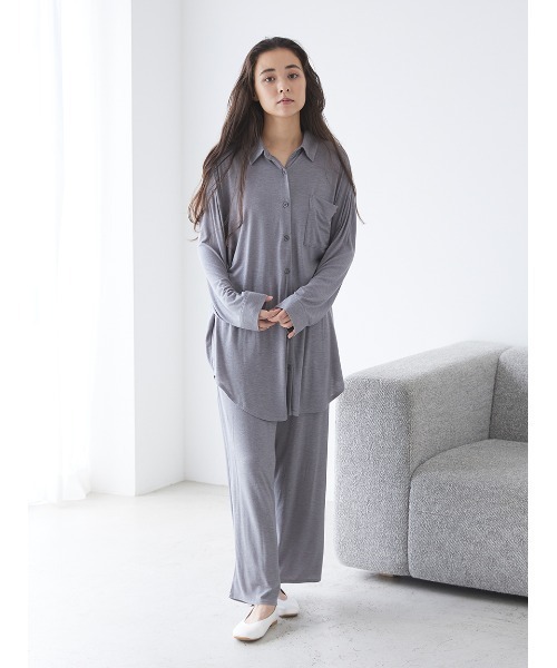 gelato pique（ジェラートピケ）の「ピーチスキンロングシャツ（ルーム