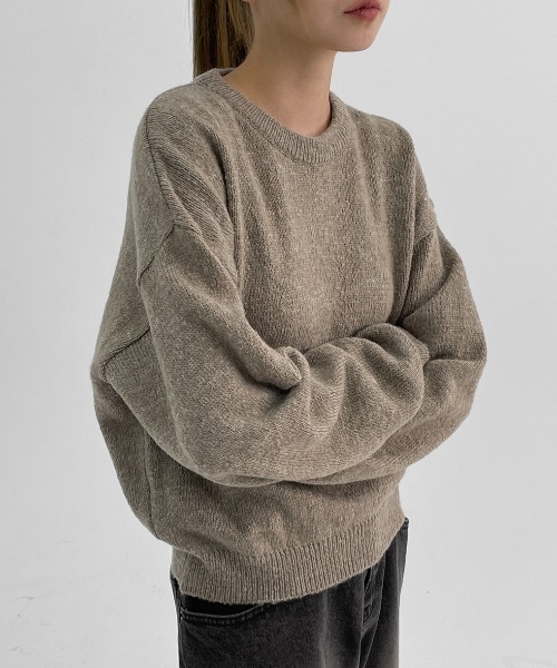 BLACKUP（ブラックアップ）の「[MADE] サイボカラウンドニット（ニット/セーター・レディース・チャコール/ベージュ・ONESIZE）」の2枚目の写真