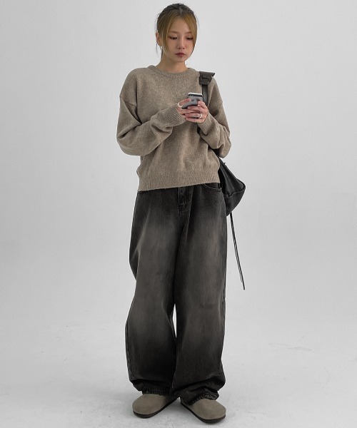 BLACKUP（ブラックアップ）の「[MADE] サイボカラウンドニット（ニット/セーター・レディース・チャコール/ベージュ・ONESIZE）」の9枚目の写真