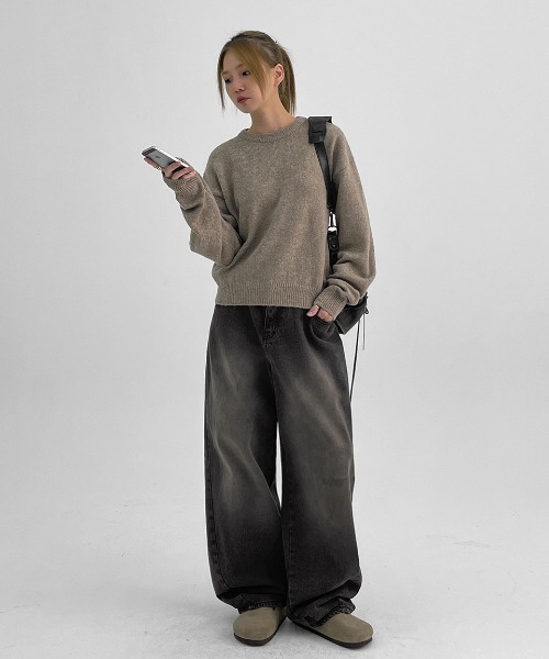 BLACKUP（ブラックアップ）の「[MADE] サイボカラウンドニット（ニット/セーター・レディース・チャコール/ベージュ・ONESIZE）」の10枚目の写真