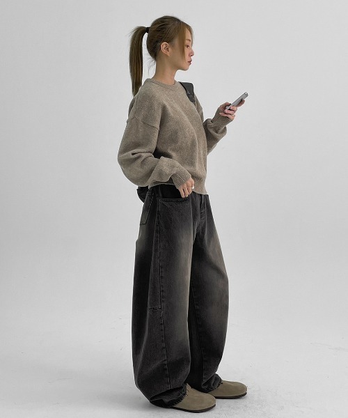 BLACKUP（ブラックアップ）の「[MADE] サイボカラウンドニット（ニット/セーター・レディース・チャコール/ベージュ・ONESIZE）」の11枚目の写真