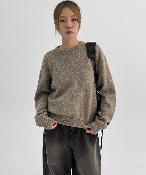 BLACKUP（ブラックアップ）の「[MADE] サイボカラウンドニット（ニット/セーター・レディース・チャコール/ベージュ・ONESIZE）」の6枚目の写真