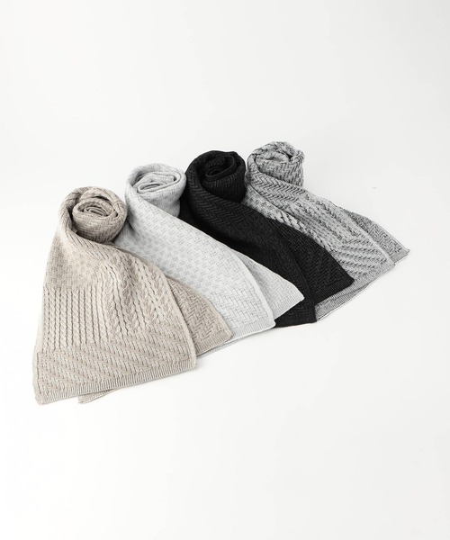 NICOLE CLUB FOR MEN（ニコルクラブフォーメン）の「編地切替 プレーティングマフラー（マフラー・メンズ・ブラック系/ホワイト系1/ホワイト系2/ブラウン系・FREE）」の7枚目の写真