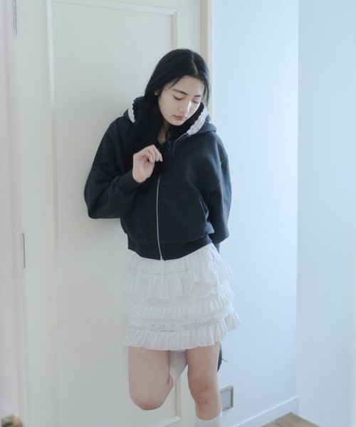 Smyeon Compact lace zip hoodie パーカー レース Compact lace zip hoodie / レース付きコンパクトジップ