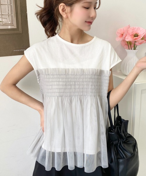 ドルチェ　シャーリングカットソー　ホワイト maison de Dolce.】シャーリングCS/white - メルカリ