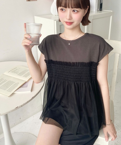 ビスチェレイヤードフレンチスリーブシャツ N. Natural Beauty Basic*｜ビスチェレイヤードフレンチスリーブ