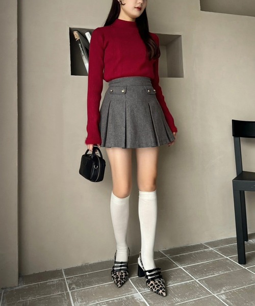 one after another NICE CLAUP(ワンアフターアナザーナイスクラップ)の「ポケット付きプリーツスカート(スカート・レディース・ブラウン/アイボリー/杢グレー/レオパード・SMALL/MEDIUM)」の15枚目の写真