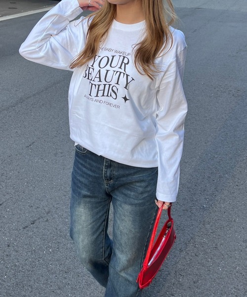 セール】スター×英字プリントロンT／長袖Tシャツ（Tシャツ