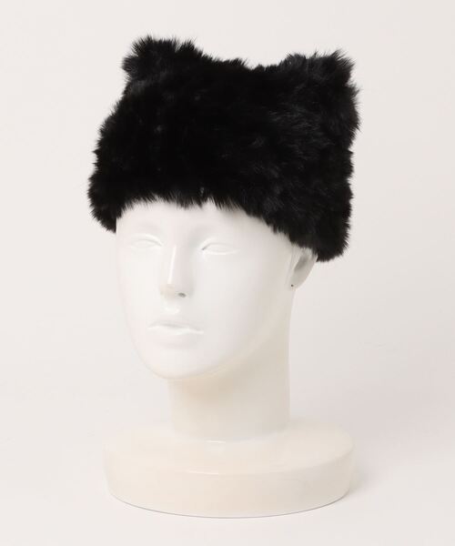 CA4LA シピHAT 猫耳ファー帽子 黒 Chica/チカ/猫耳ファーニット帽（ニットキャップ/ビーニー