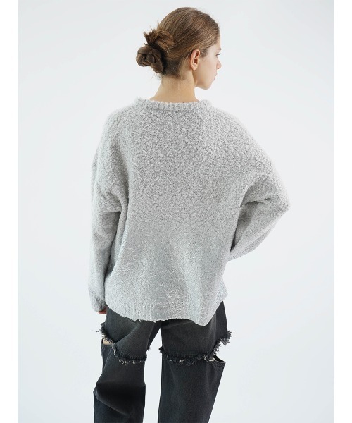 :ETHROF(イーサオブ)の「METALLIC PRINT LOOP YARN KNIT(ニット/セーター・レディース・チャコール/グレー/アイボリー・MEDIUM)」の22枚目の写真