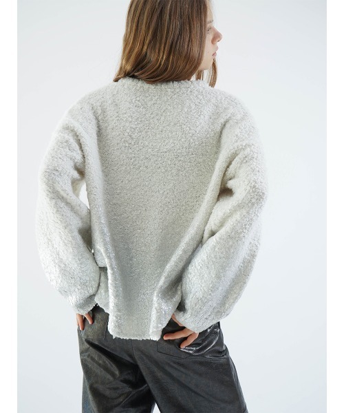 :ETHROF(イーサオブ)の「METALLIC PRINT LOOP YARN KNIT(ニット/セーター・レディース・チャコール/グレー/アイボリー・MEDIUM)」の20枚目の写真