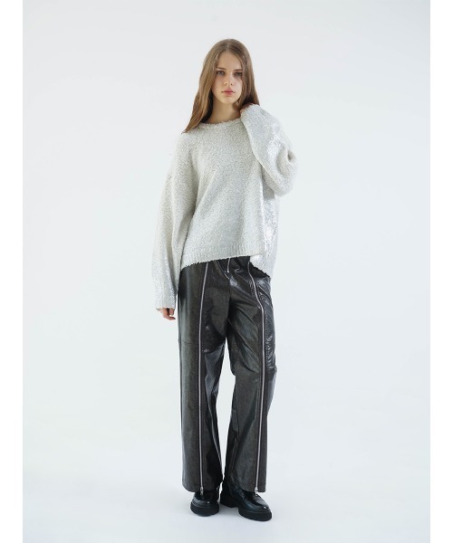 :ETHROF(イーサオブ)の「METALLIC PRINT LOOP YARN KNIT(ニット/セーター・レディース・チャコール/グレー/アイボリー・MEDIUM)」の17枚目の写真