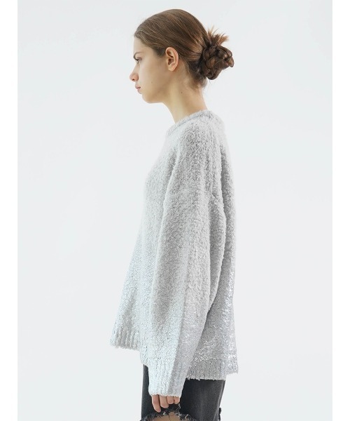 :ETHROF(イーサオブ)の「METALLIC PRINT LOOP YARN KNIT(ニット/セーター・レディース・チャコール/グレー/アイボリー・MEDIUM)」の13枚目の写真