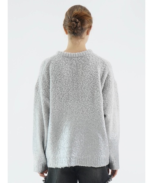 :ETHROF(イーサオブ)の「METALLIC PRINT LOOP YARN KNIT(ニット/セーター・レディース・チャコール/グレー/アイボリー・MEDIUM)」の12枚目の写真