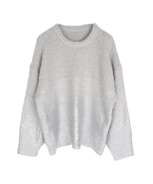 :ETHROF(イーサオブ)の「METALLIC PRINT LOOP YARN KNIT(ニット/セーター・レディース・チャコール/グレー/アイボリー・MEDIUM)」の11枚目の写真