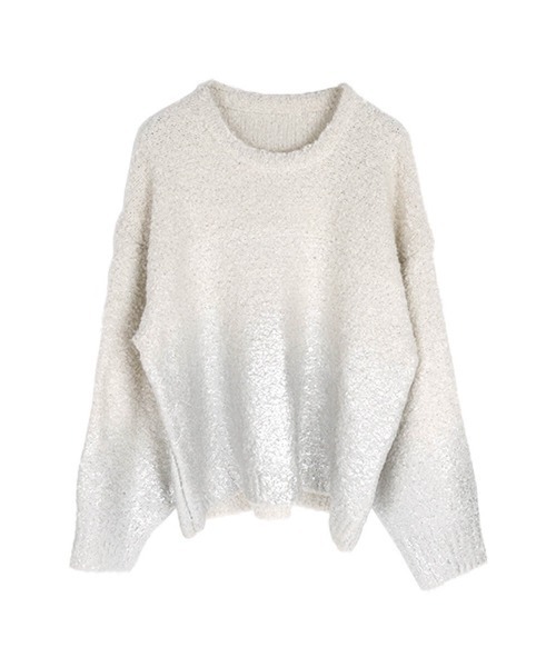 :ETHROF(イーサオブ)の「METALLIC PRINT LOOP YARN KNIT(ニット/セーター・レディース・チャコール/グレー/アイボリー・MEDIUM)」の10枚目の写真
